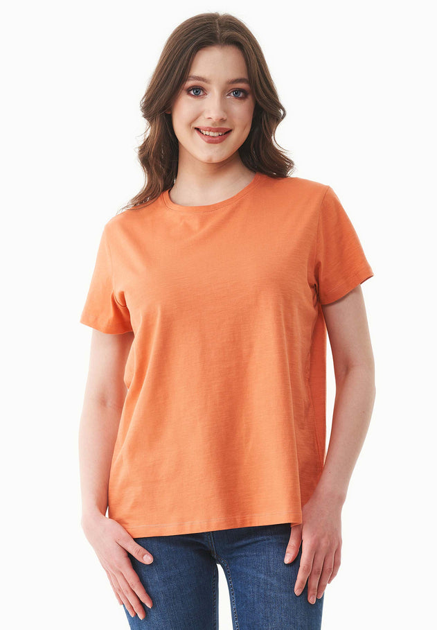 Dames Ronde hals T-shirt Dusty Orange