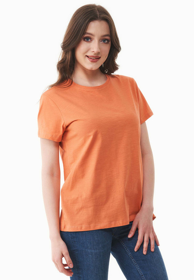Dames Ronde hals T-shirt Dusty Orange