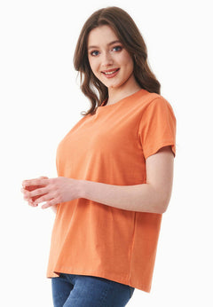 Dames Ronde hals T-shirt Dusty Orange