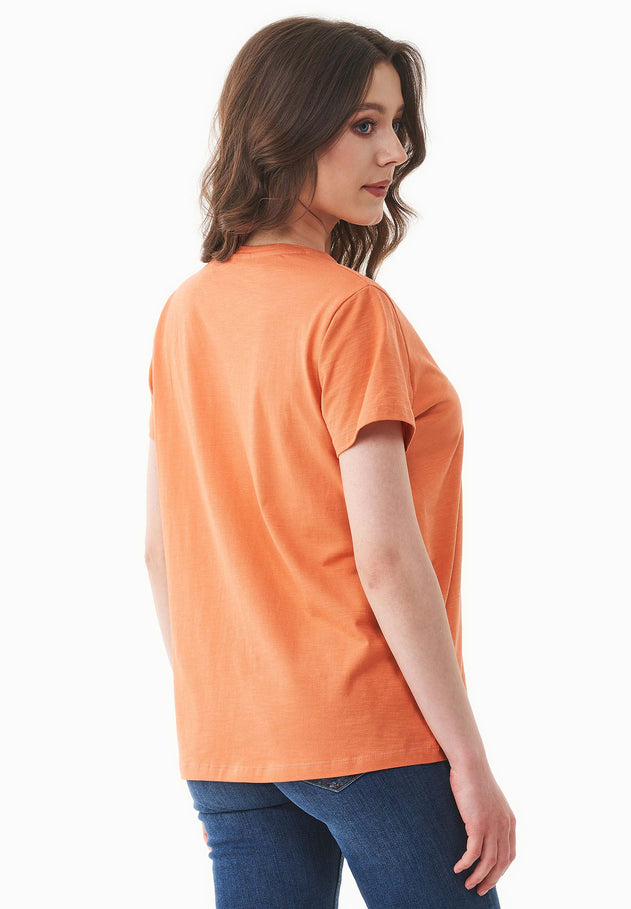 Dames Ronde hals T-shirt Dusty Orange