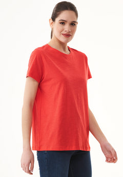 Dames Ronde hals T-shirt Dusty Red