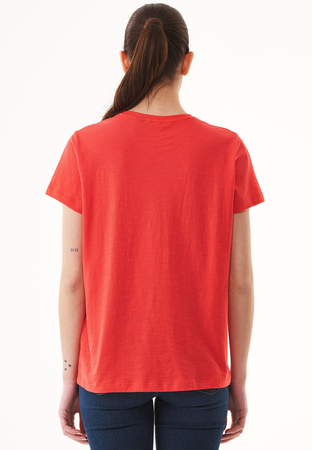 Dames Ronde hals T-shirt Dusty Red