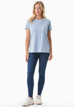 Women's Basic Round Neck T-Shirt Ice Blue