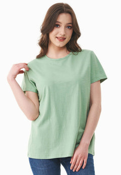 Women's Basic Round Neck T-Shirt Matcha Green