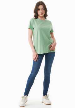 Women's Basic Round Neck T-Shirt Matcha Green