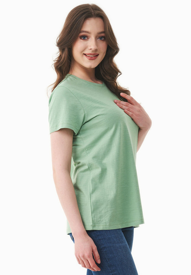 Women's Basic Round Neck T-Shirt Matcha Green