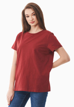 Women's Basic Round Neck T-Shirt Merlot