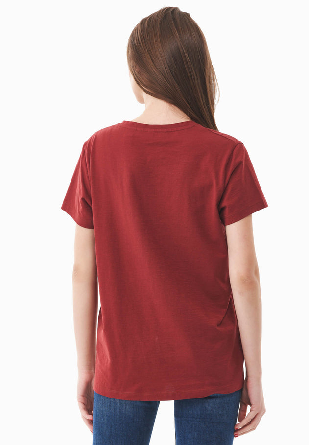 Women's Basic Round Neck T-Shirt Merlot