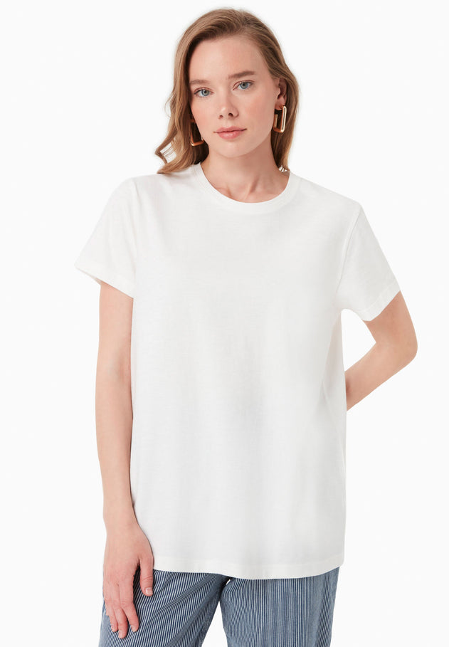 Dames Ronde hals T-shirt Gebroken wit