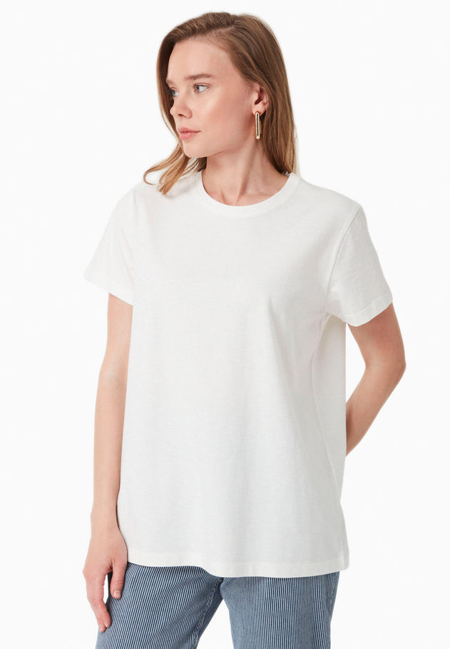 Dames Ronde hals T-shirt Gebroken wit