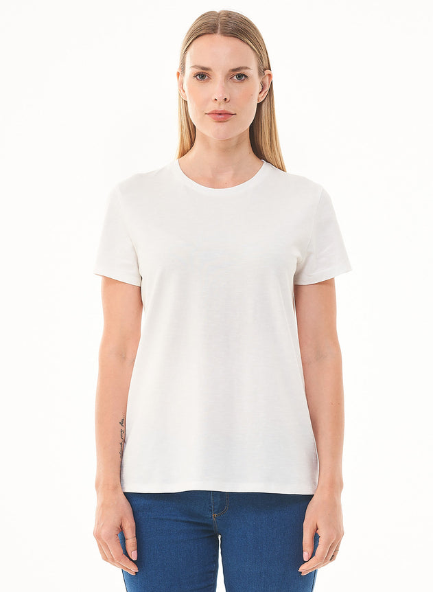 Dames Ronde hals T-shirt Gebroken wit