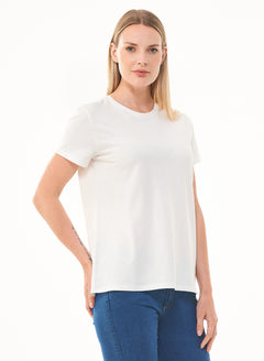 Women's Basic Round Neck T-Shirt Off White