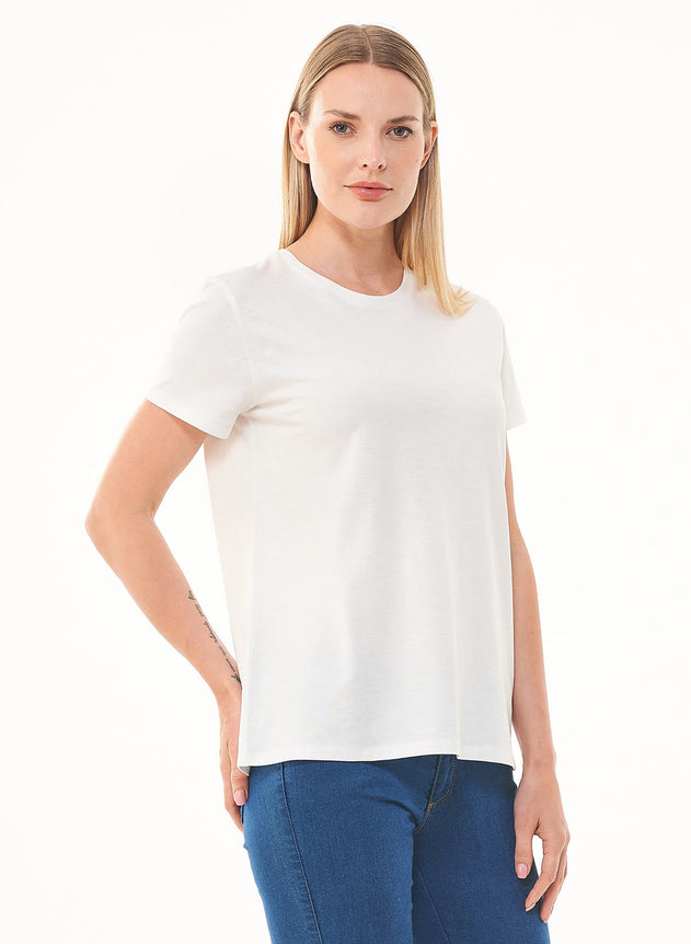 Women's Basic Round Neck T-Shirt Off White