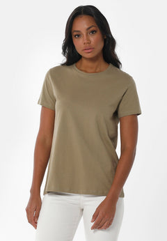 Dames Ronde hals T-shirt Olijf