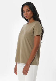 Dames Ronde hals T-shirt Olijf