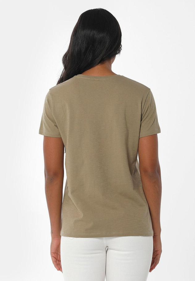 Dames Ronde hals T-shirt Olijf
