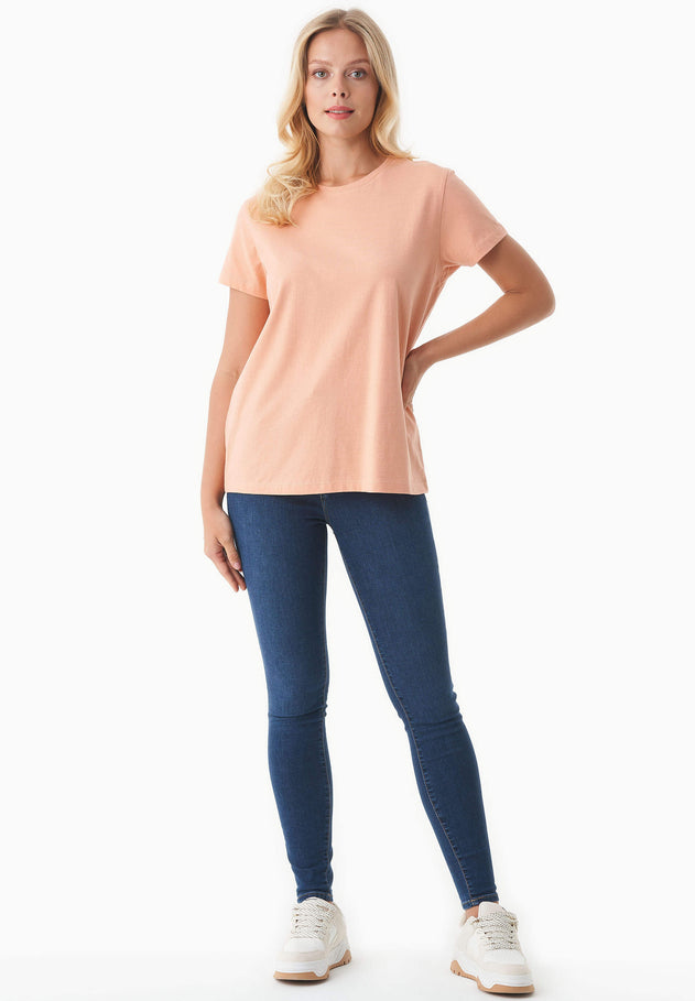 Dames Ronde hals T-shirt Peach