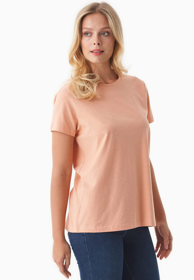 Dames Ronde hals T-shirt Peach