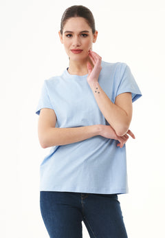 Women's Basic Round Neck T-Shirt Powder Blue