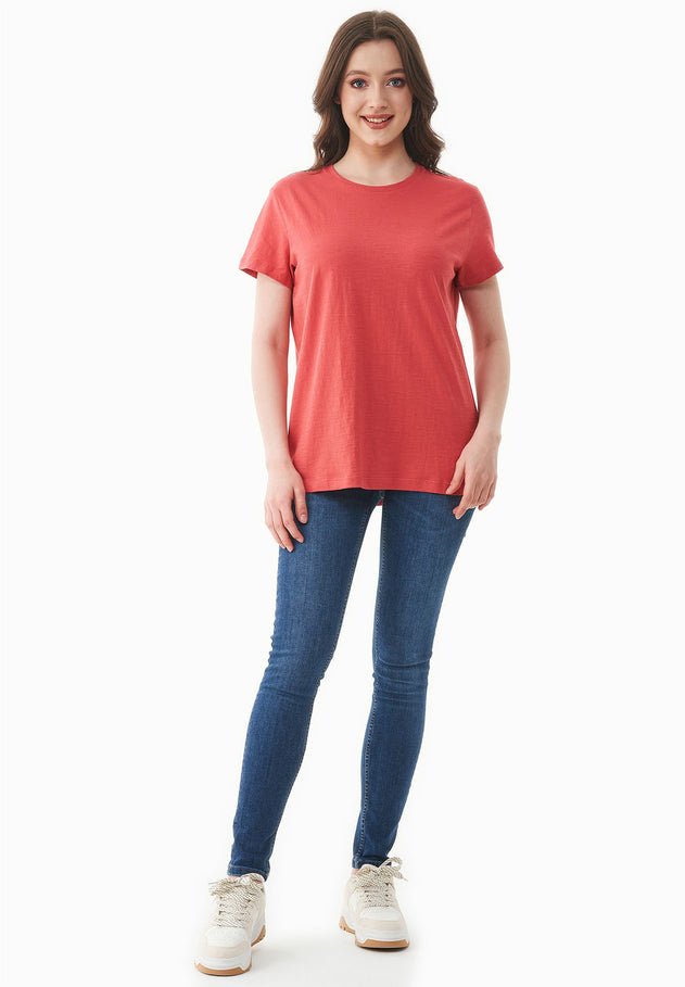 Dames Ronde hals T-shirt Radiant Red
