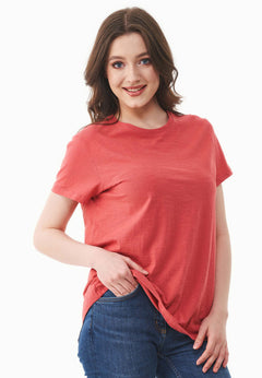 Women's Basic Round Neck T-Shirt Radiant Red