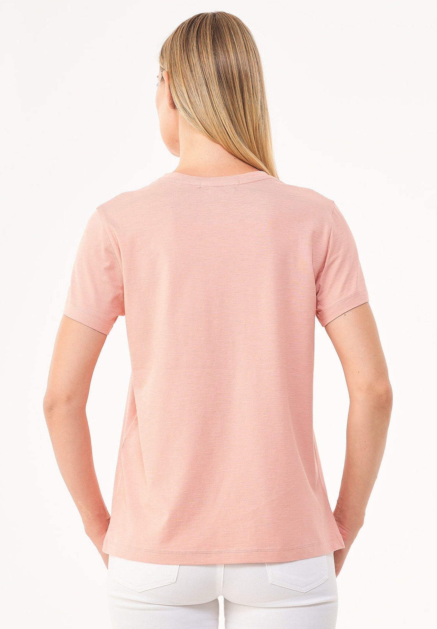 Dames Ronde hals T-shirt Salmon Pink