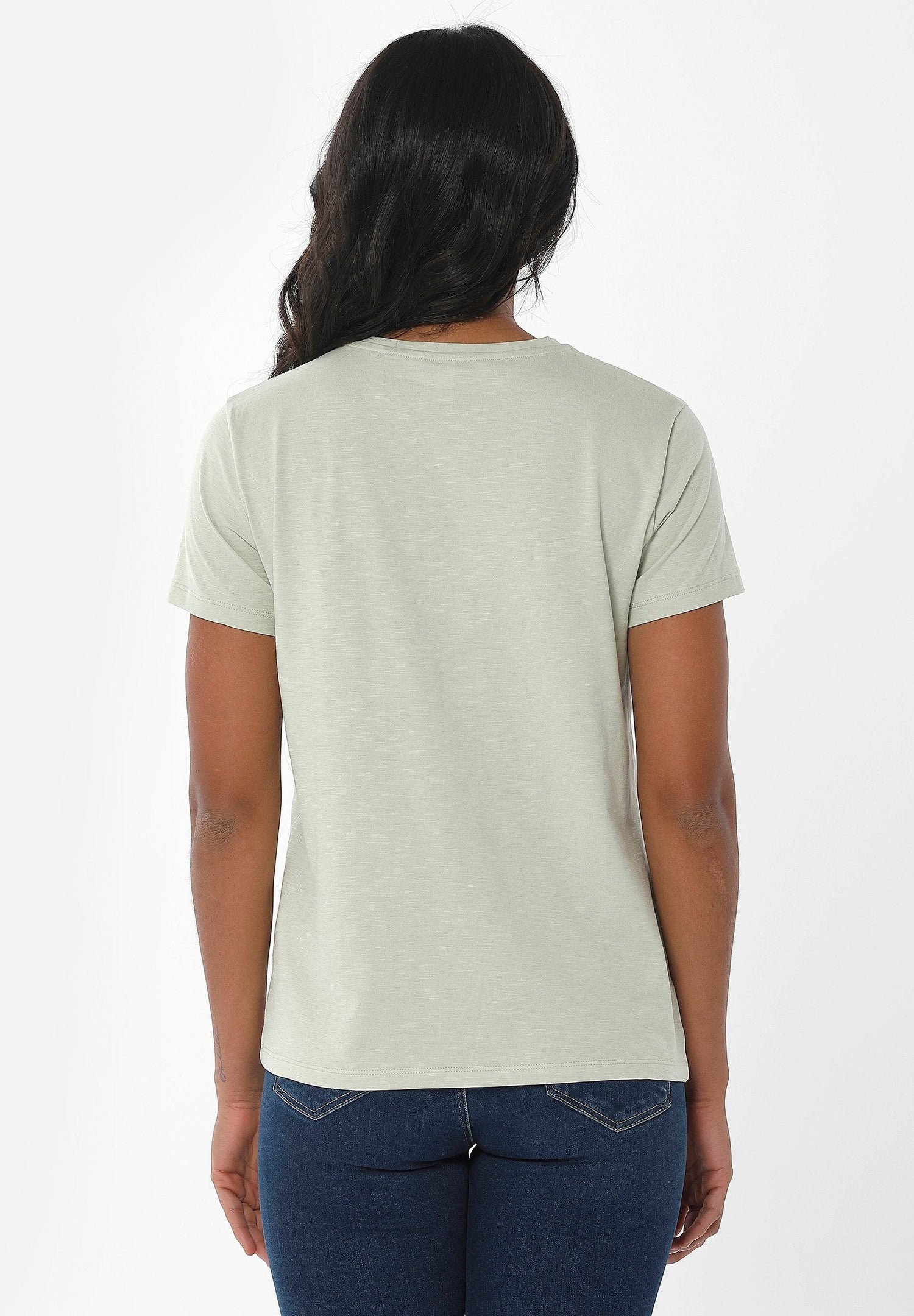 Dames Ronde hals T-shirt Soft Green