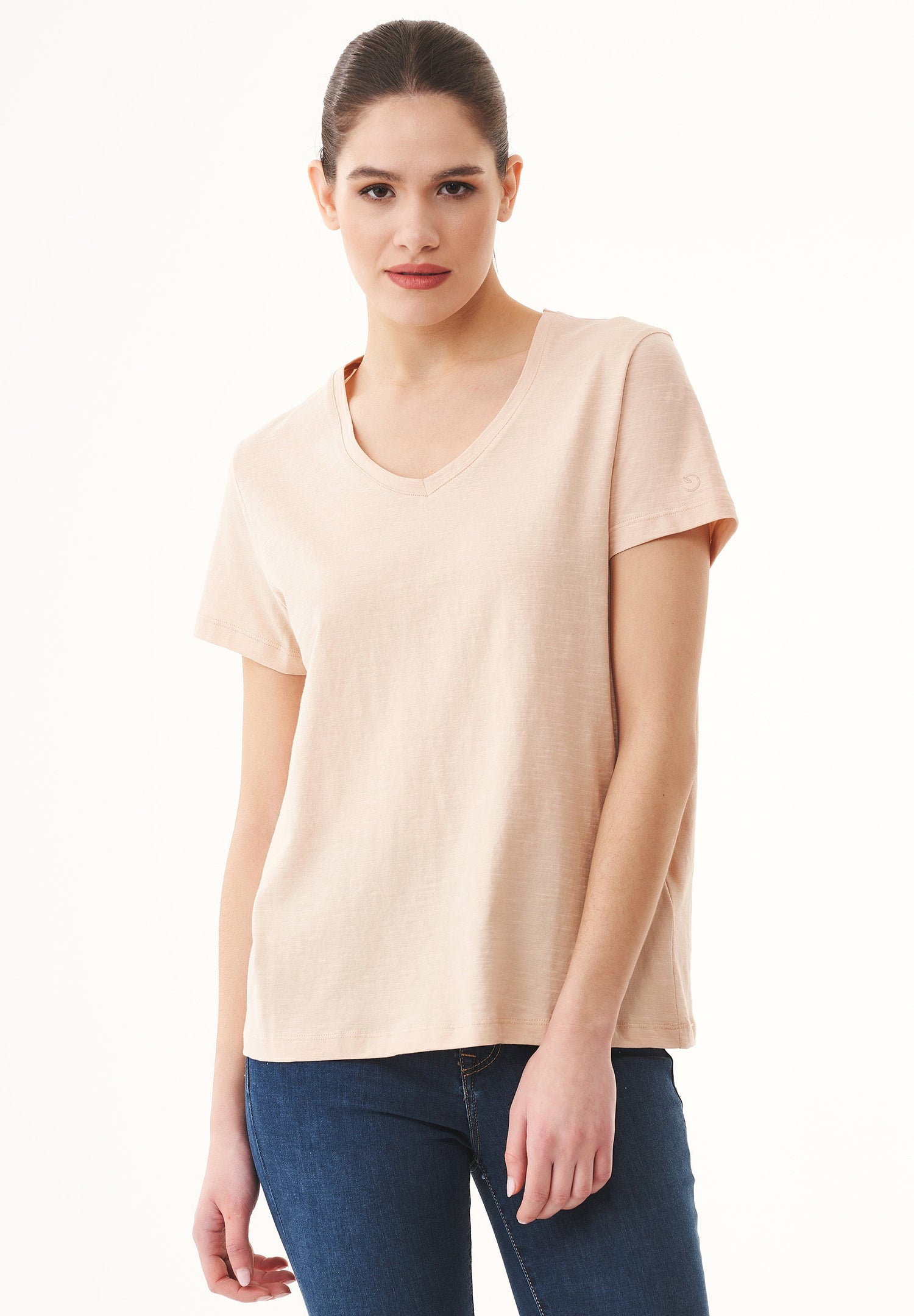 Dames V-hals T-shirt Abby Stone