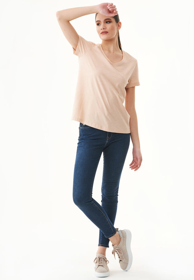 Dames V-hals T-shirt Abby Stone