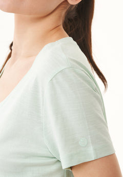 Dames V-hals T-shirt Aqua Green