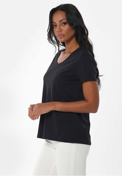 Dames V-hals T-shirt Zwart