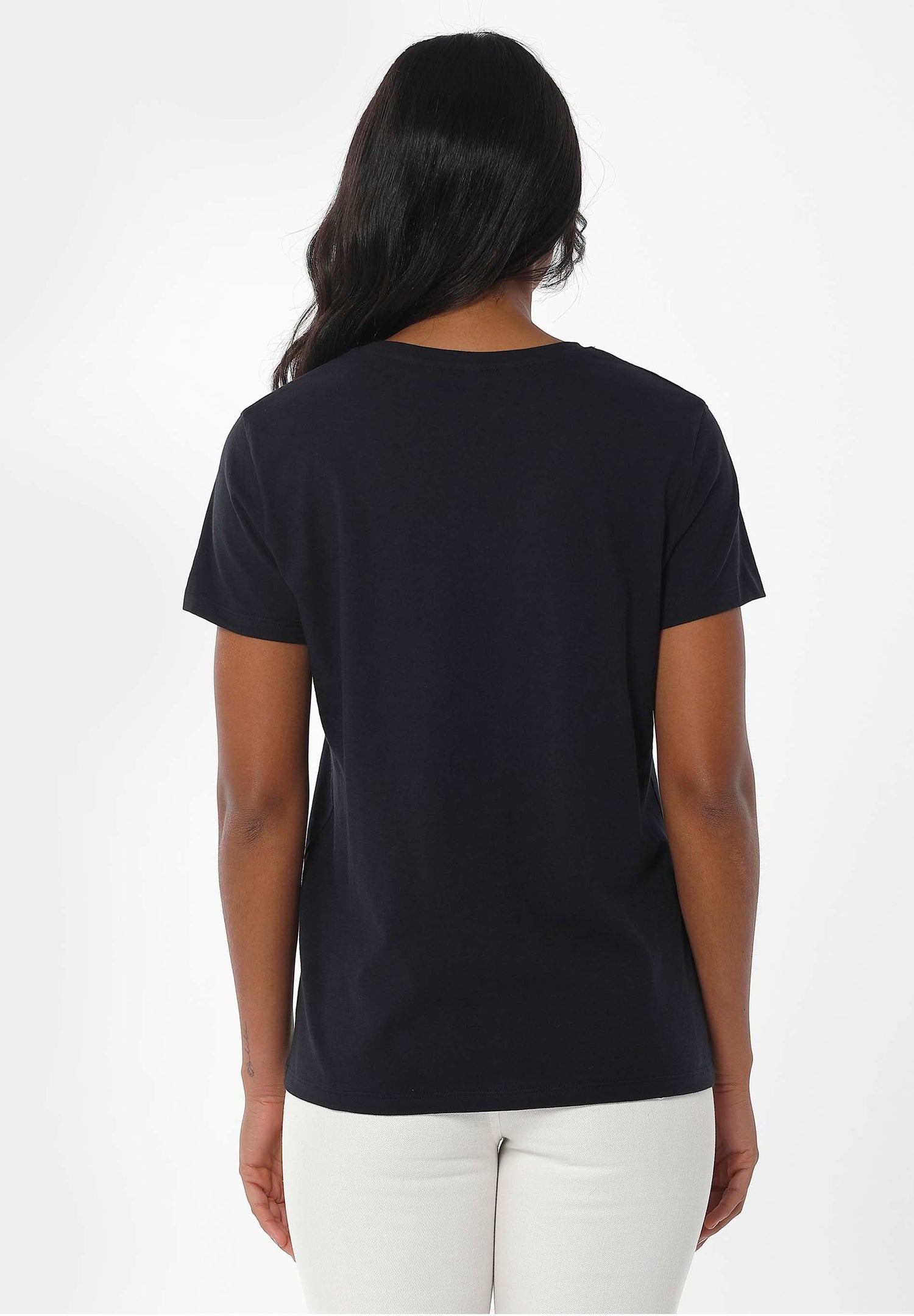 Dames V-hals T-shirt Zwart