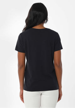 Dames V-hals T-shirt Zwart