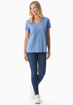 Women's Basic V-Neck T-Shirt Coronet Blue