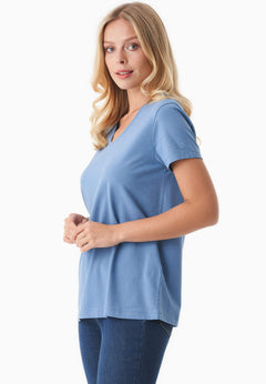 Women's Basic V-Neck T-Shirt Coronet Blue