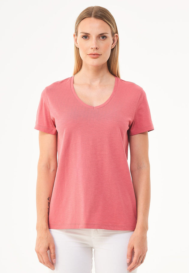 Dames V-hals T-shirt Desert Rose