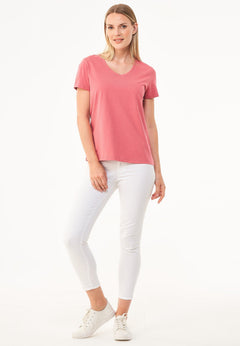 Dames V-hals T-shirt Desert Rose