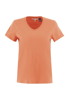 Dames V-hals T-shirt Dusty Orange