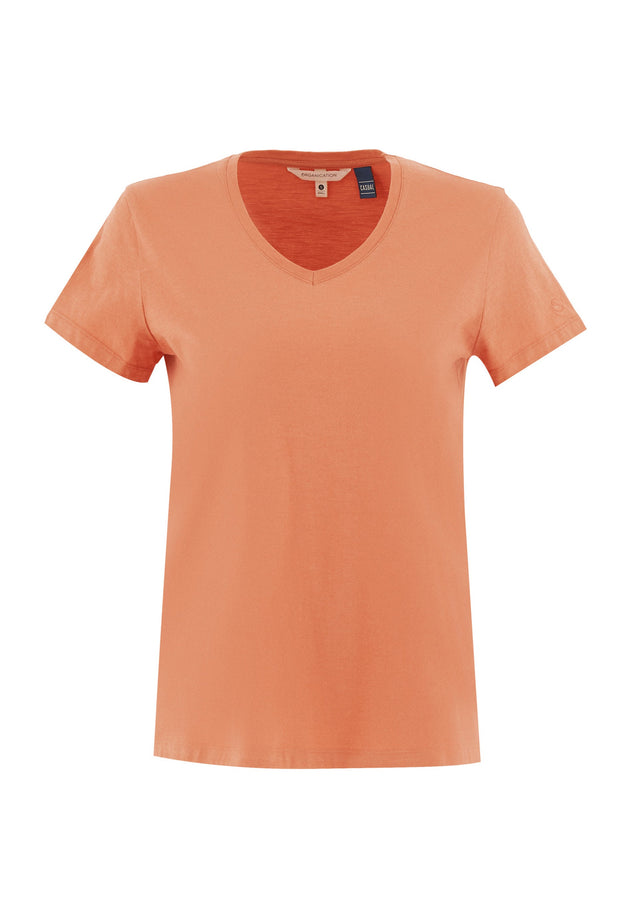 Dames V-hals T-shirt Dusty Orange