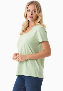 Dames V-hals T-shirt Foam Green