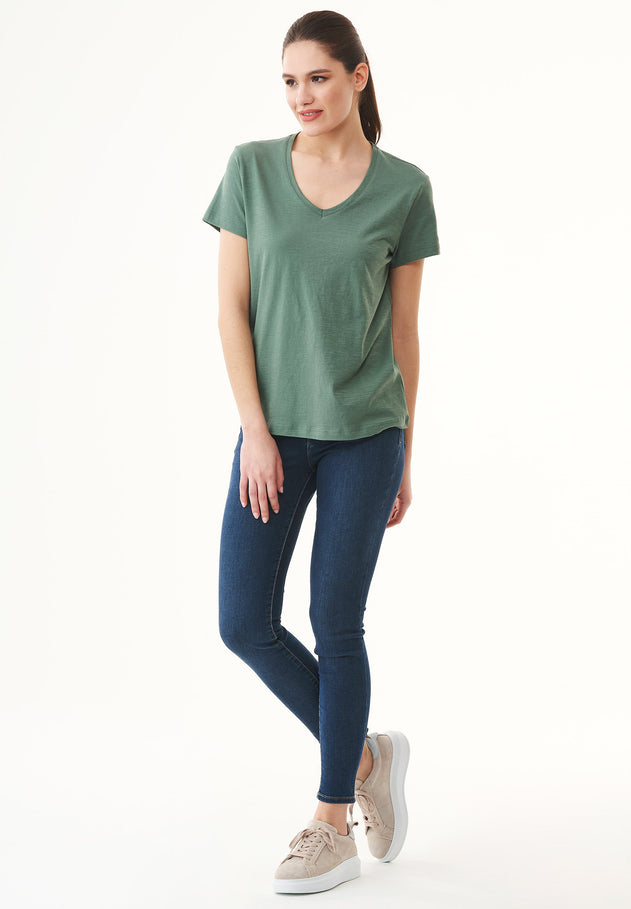 Dames V-hals T-shirt Green Tea