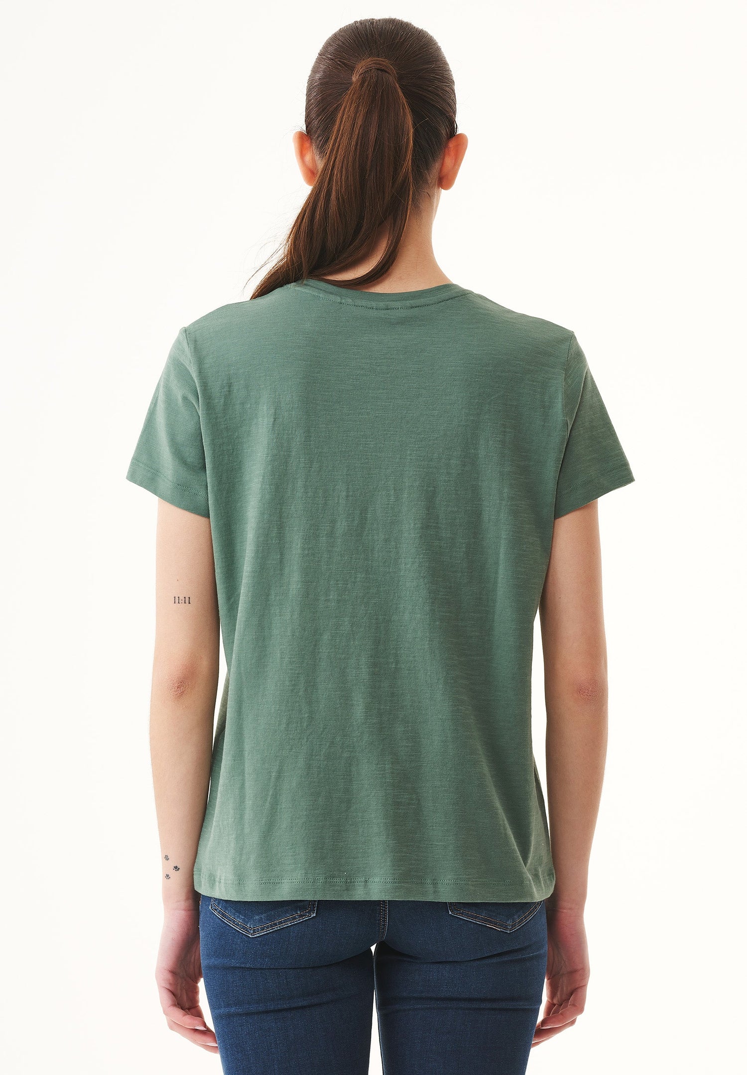 Dames V-hals T-shirt Green Tea