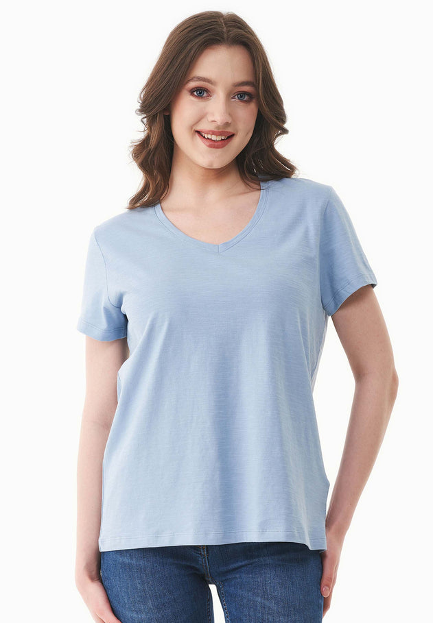 Women's Basic V-Neck T-Shirt Ice Blue