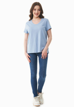 Women's Basic V-Neck T-Shirt Ice Blue