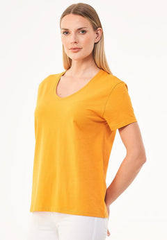 Dames V-hals T-shirt Mango