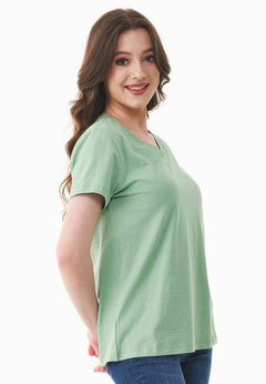 Dames V-hals T-shirt Matcha Green