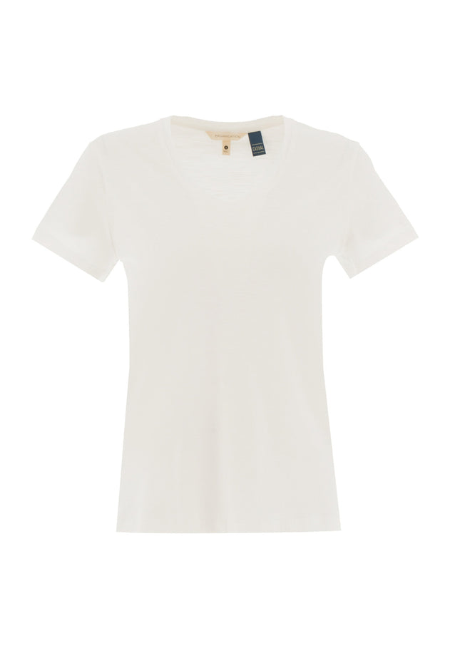 Dames V-hals T-shirt Gebroken wit