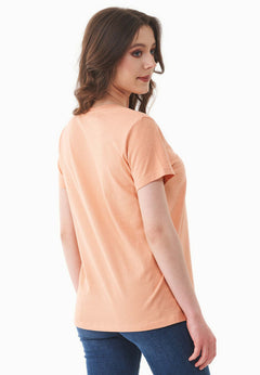 Dames V-hals T-shirt Peach
