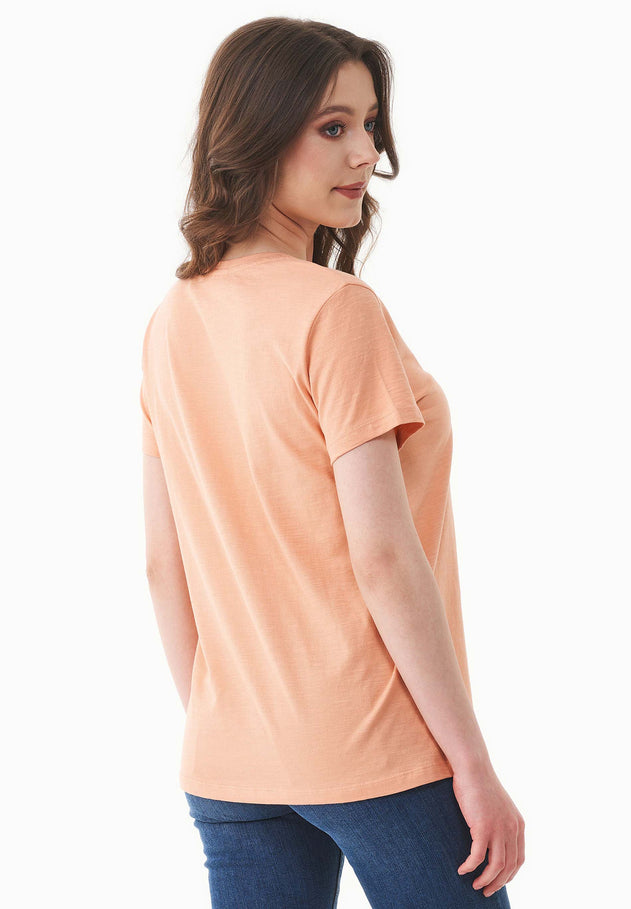 Dames V-hals T-shirt Peach