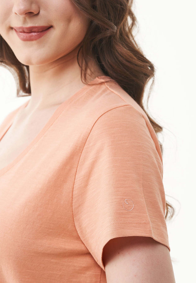 Dames V-hals T-shirt Peach